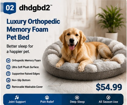 2. 𝐝𝐡𝐝𝐠𝐛𝐝𝟐™ Luxury Orthopedic Memory Foam Pet Bed