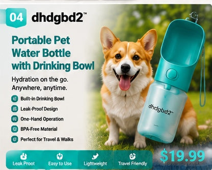 4. 𝐝𝐡𝐝𝐠𝐛𝐝𝟐™ Portable Pet Water Bottle with Drinking Bowl